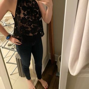 FREE PEOPLE - LACE BLACK TOP. SIZE -XS